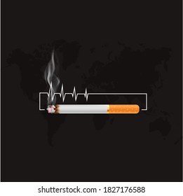 world smoke with pulse concept dark background