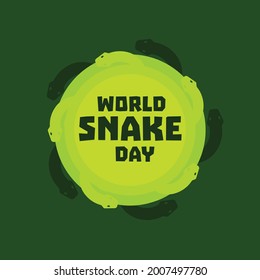 World Snake Day with snake frame and green background. Vector illustration