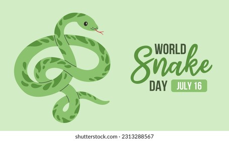 World Snake Day. July 16. Holiday concept. Template for background, banner, card, poster with text inscription