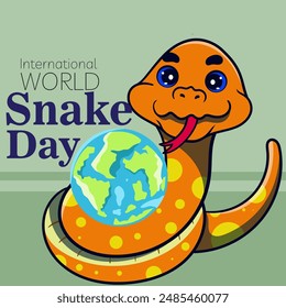 World Snake Day July 16. Holiday concept for background, banner, card, poster with text inscription to raise awareness about importance of snakes.