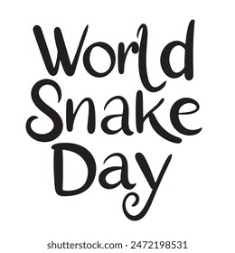 Letras de Anuncio de texto del Día Mundial de la Serpiente en negro. Arte vectorial dibujado a mano.