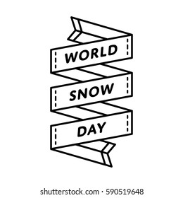 World Snow Day emblem isolated vector illustration on white background. 15 january world sporty holiday event label, greeting card decoration graphic element