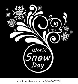 World snow day. Greeting card. Vector Illustration