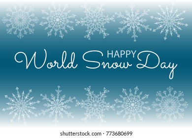 World Snow Day poster with stylized snowflakes  