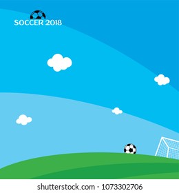 world soccer tournament 2018 theme vector art illustration