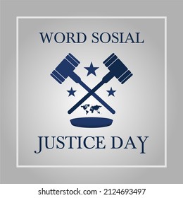 World Social Justice Day. Vector illustration of hammer of justice.