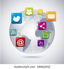 world social network over gray background vector illustration