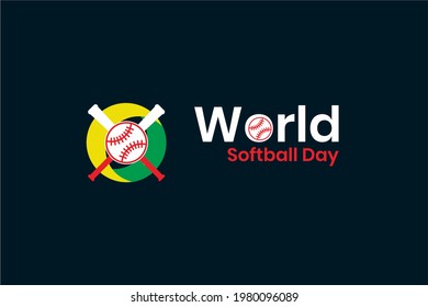 World Softball Day, Holiday concept. Template for background, banner, card, poster, t-shirt with text inscription, vector eps 10