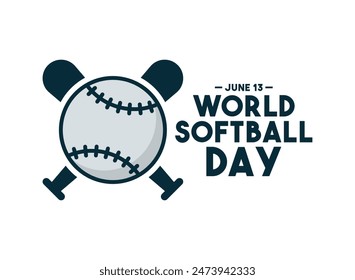 World Softball Day. June 13. Flat design vector. White background. Poster, banner, card, background. Eps 10.