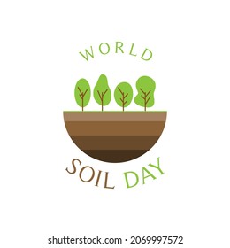 World soil day. 5 December.  Concept for banner or poster design. The trees above the ground layer icon. Flat design vector illustration isolated on white background.