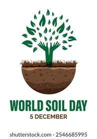 World Soil Day 5 December, Social media post template, Tree on Soil Earth, Tree Care Logo