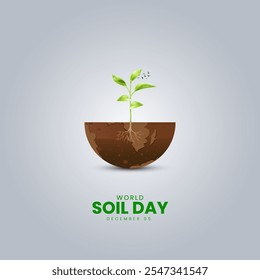 World Soil Day creative concept, World Soil Day creative design on December 5th. Environment day ads, 3d Illustration