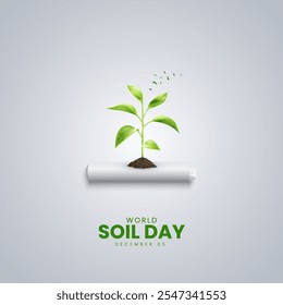 World Soil Day creative concept, World Soil Day creative design on December 5th. Environment day ads, 3d Illustration