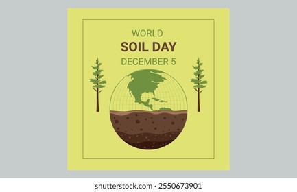 Dia mundial do solo, dia do solo, 5 de dezembro, solo, ilustração vetorial, elementos de design, recurso gráfico