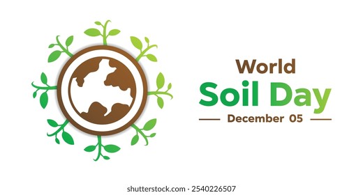 World Soil Day. Earth and  plant. Great for cards, banners, posters, social media and more. White background.