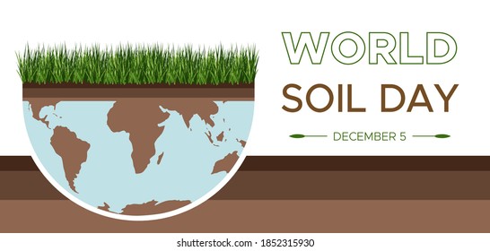World Soil day and Earth day - vector flat illustration of an environmental concept to save the world. Concept vision about caring for the earth and soil. Suitable for greeting card, banner and poster