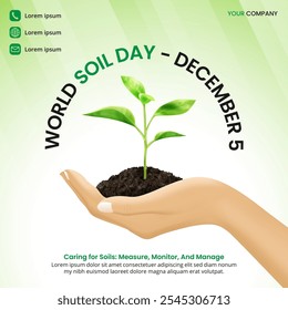 World Soil Day with a hand holding soil with plant