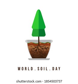 World Soil Day with Layer of Soil in Plant's Pot vector illustration. Good template for soil or environment design.