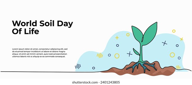 World Soil Day Of Life vector illustration. Modern flat in continuous line style.