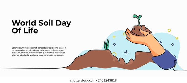 World Soil Day Of Life vector illustration. Modern flat in continuous line style.
