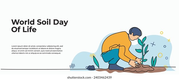World Soil Day Of Life vector illustration. Modern flat in continuous line style.