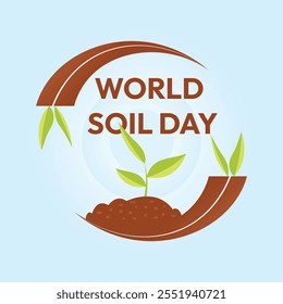 Diseño del cartel del día mundial del suelo con ilustración del suelo y la hoja.