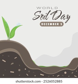 World Soil Day template with leaf shoots grow in the soil and copy space area