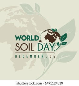 World Soil Day Typography With Leaf World Globe Icon