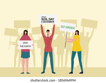 World Soil Day Vector Concept: People are demonstrating to celebrate World Soil Day