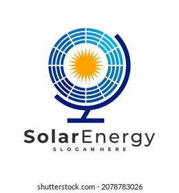 Plantilla vectorial del logotipo de World Solar, conceptos de diseño del logotipo de energía de Creative Sun