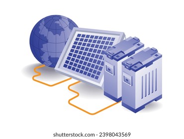 The world of solar panel energy batteries eco green concept