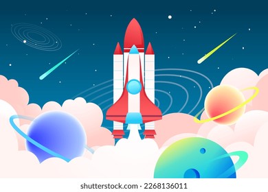 World Space Day, Astronaut travels in space with planet and universe in the background, vector illustration