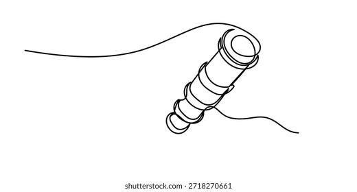 Concepto del día mundial del espacio en una sola línea. Esquema editable, dibujo continuo de una sola línea del croquis del telescopio exterior. Dibujo continuo de una línea del telescopio. Ilustración de dibujo de una línea de telescopio.