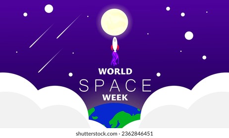 World space week day, Banner poster design template for world space week celebrated on 5 October. Vector Illustration