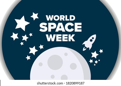 World Space Week. Holiday concept. Template for background, banner, card, poster with text inscription. Vector EPS10 illustration