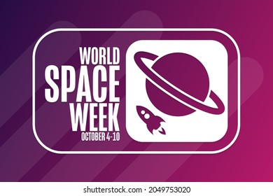 World Space Week. October 4-10. Holiday concept. Template for background, banner, card, poster with text inscription. Vector EPS10 illustration