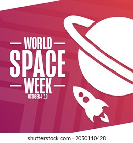 World Space Week. October 4-10. Holiday concept. Template for background, banner, card, poster with text inscription. Vector EPS10 illustration