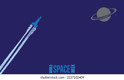 World Space Week. October 4-10. Holiday concept. Template for background, banner, card, poster with text inscription. Vector EPS10 illustration