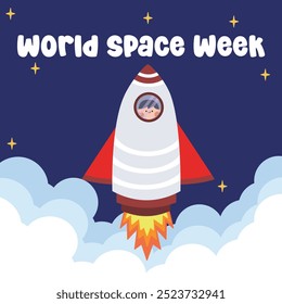 World Space Week. Suitable for flat design graphic illustration for template social media post, flyer design, flat illustration, banner, poster, greeting card, etc
