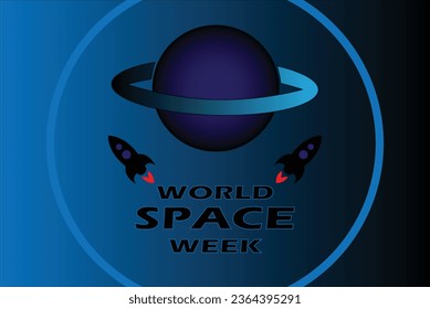 World Space Week.Banner,Poster Design Template for World Space Week Celebration on 5 October.Premium Vector Design.Black blue purple background