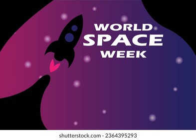 World Space Week.Banner,Poster Design Template for World Space Week Celebration on 5 October.Premium Vector Design.Black blue purple background