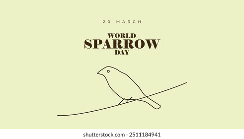 World Sparrow Day, held on 20 March. Vector illustration of the date of sparrows. Cute sparrow card for sparrow day.
