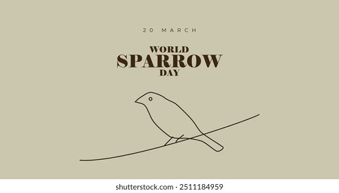 World Sparrow Day, held on 20 March. Vector illustration of the date of sparrows. Cute sparrow card for sparrow day.
