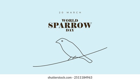 World Sparrow Day, held on 20 March. Vector illustration of the date of sparrows. Cute sparrow card for sparrow day.
