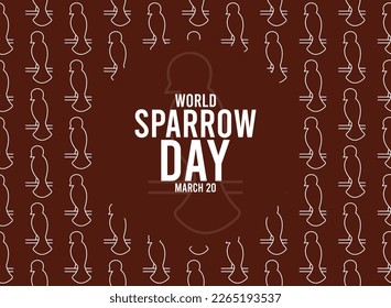 World Sparrow Day. March 20. Seamless pattern bird line icon on brown background. Poster, banner, card, background. Eps 10.