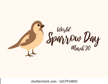 World Sparrow Day vector. Sparrow bird vector. Cute brown sparrow cartoon character. Sparrow Day Poster, March 20. Important day