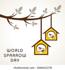 World Sparrow Day. Vector illustration of the date of sparrows. Cute sparrow card for world sparrow day.