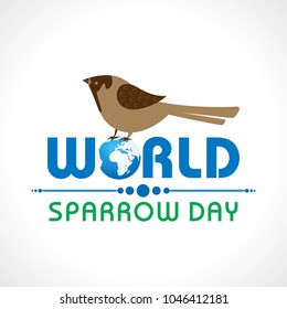 World Sparrow Day. Vector illustration of the date of sparrows. Cute sparrow card for world sparrow day.