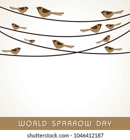 World Sparrow Day. Vector illustration of the date of sparrows. Cute sparrow card for world sparrow day.