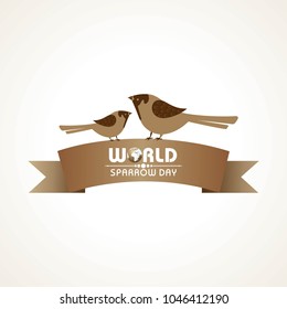 World Sparrow Day. Vector illustration of the date of sparrows. Cute sparrow card for world sparrow day.